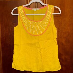Boden Yellow 100% Linen Sleeveless Top